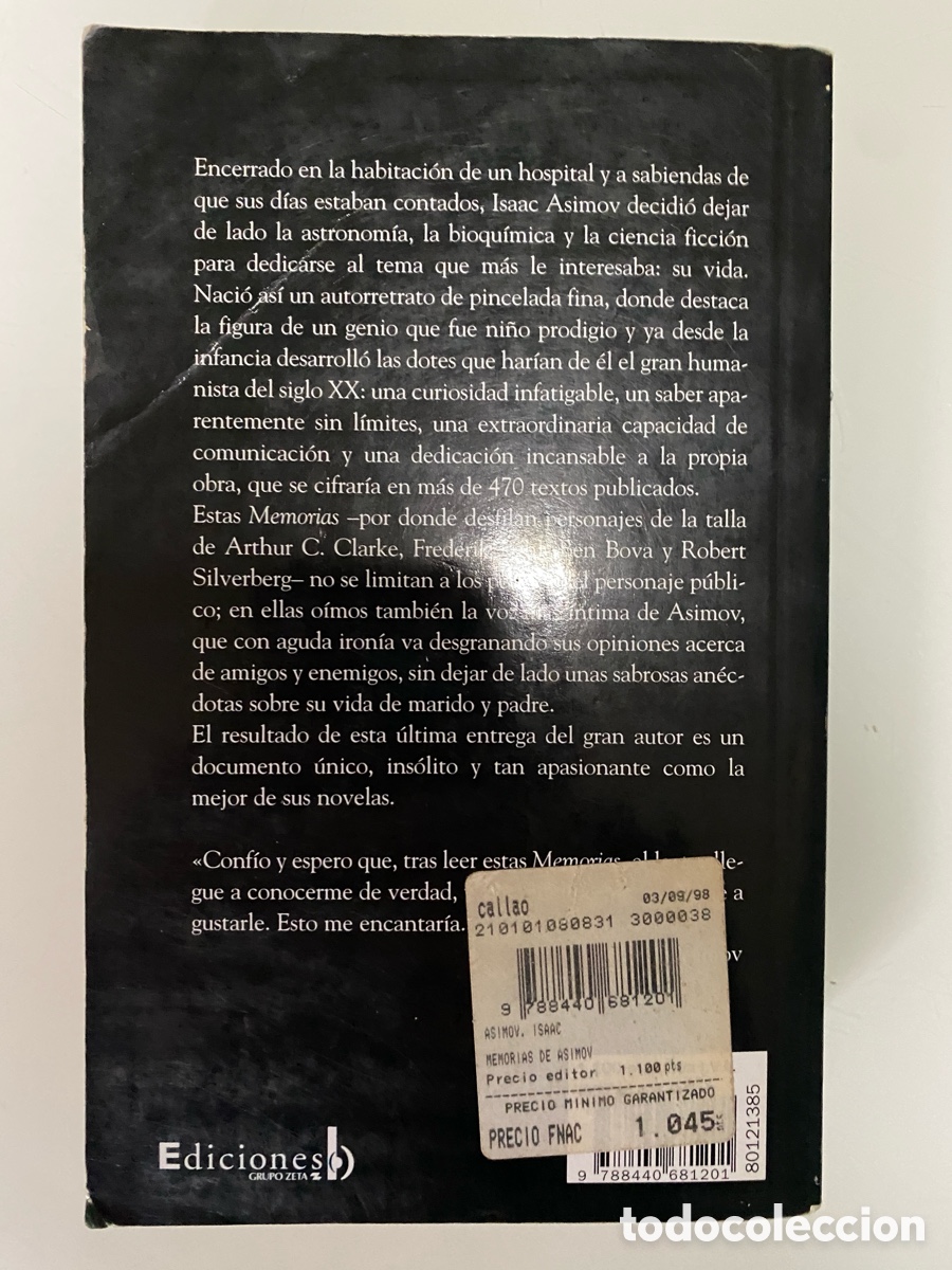 Libros de segunda mano: Memorias - ASIMOV, Isaac - Foto 2
