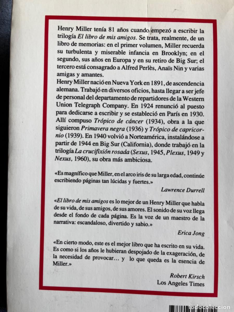 Libros de segunda mano: Henry Miller. El libro de mis amigos - Foto 3