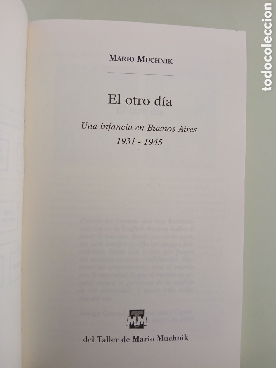 Libros de segunda mano: El otro d&iacute;a. Mario Muchnik - Foto 3