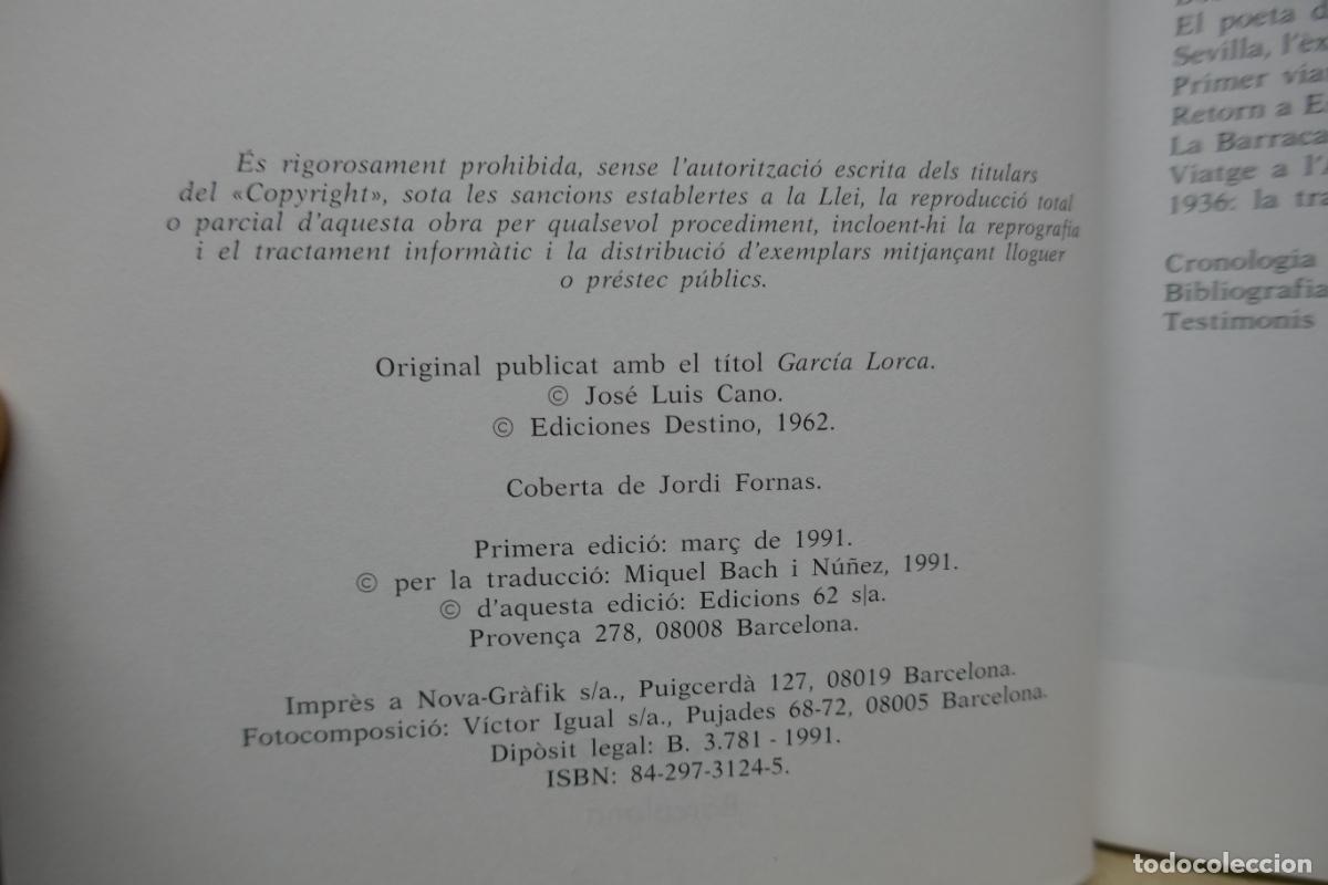 Libros de segunda mano: GARC&Iacute;A LORCA - JOS&Eacute; LUIS CANO (EN CATAL&Agrave;) - Foto 7