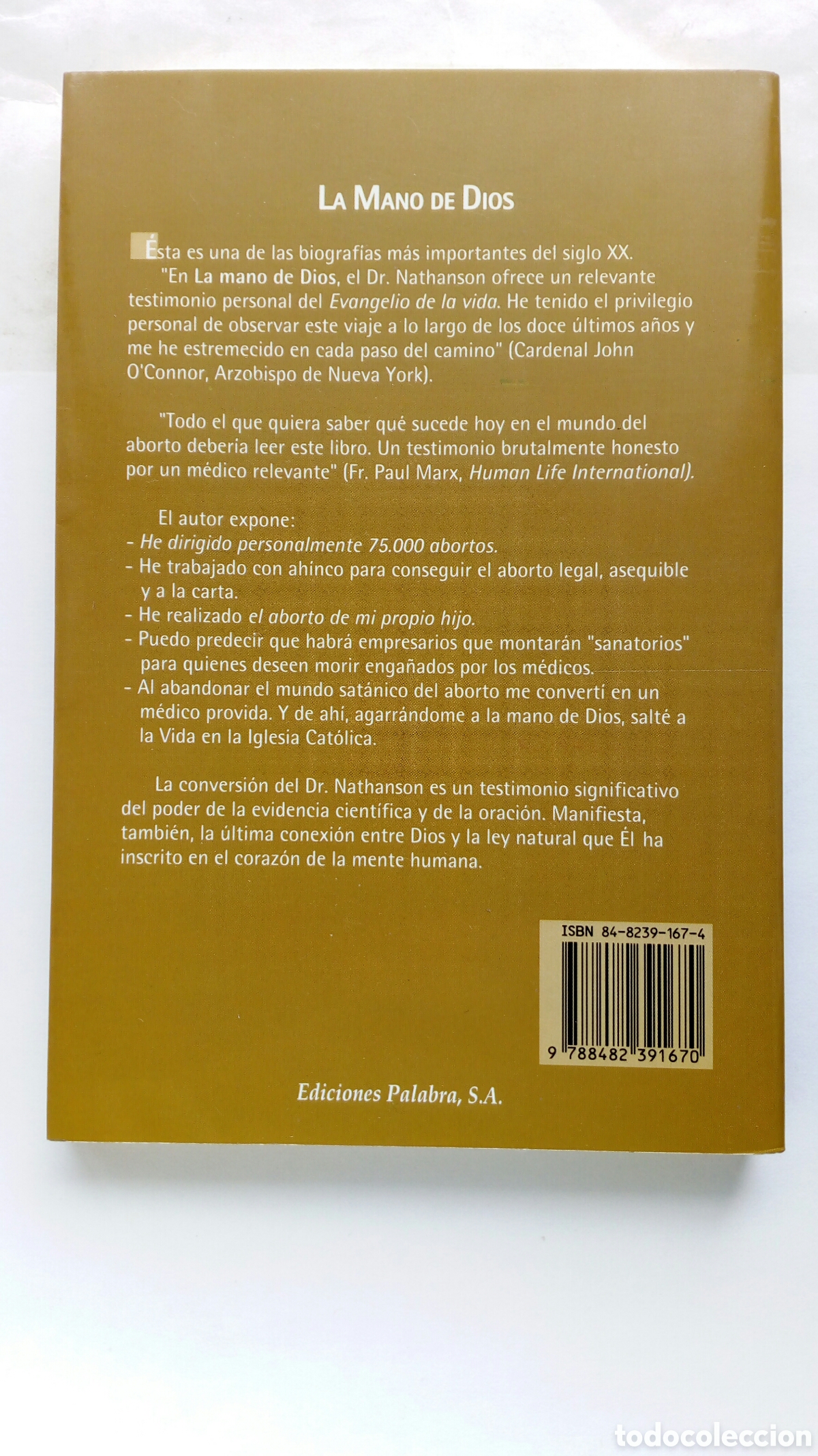 Libros de segunda mano: La Mano de Dios. Bernard Nathanson. - Foto 2