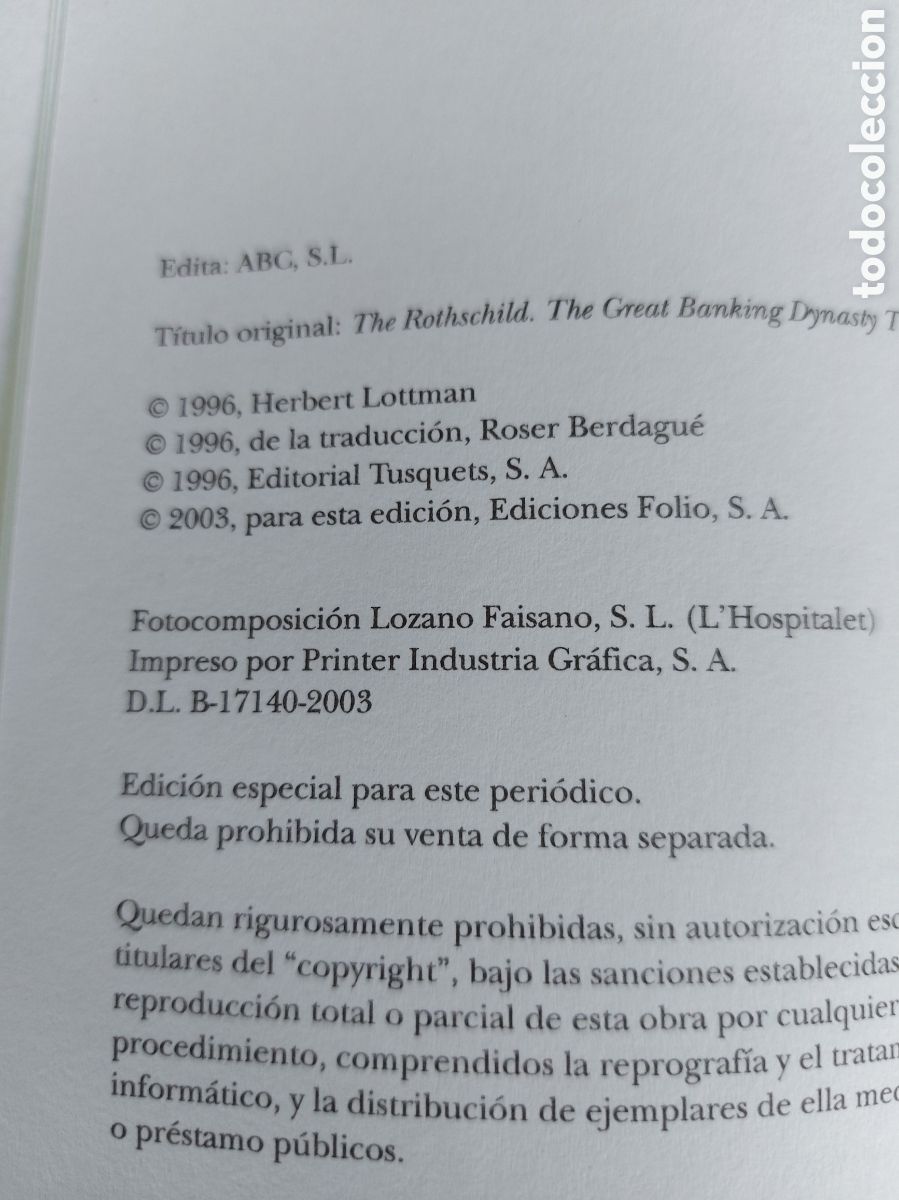 Libros de segunda mano: LOS ROTHSCHILD a&ntilde;o 2003 - Foto 2
