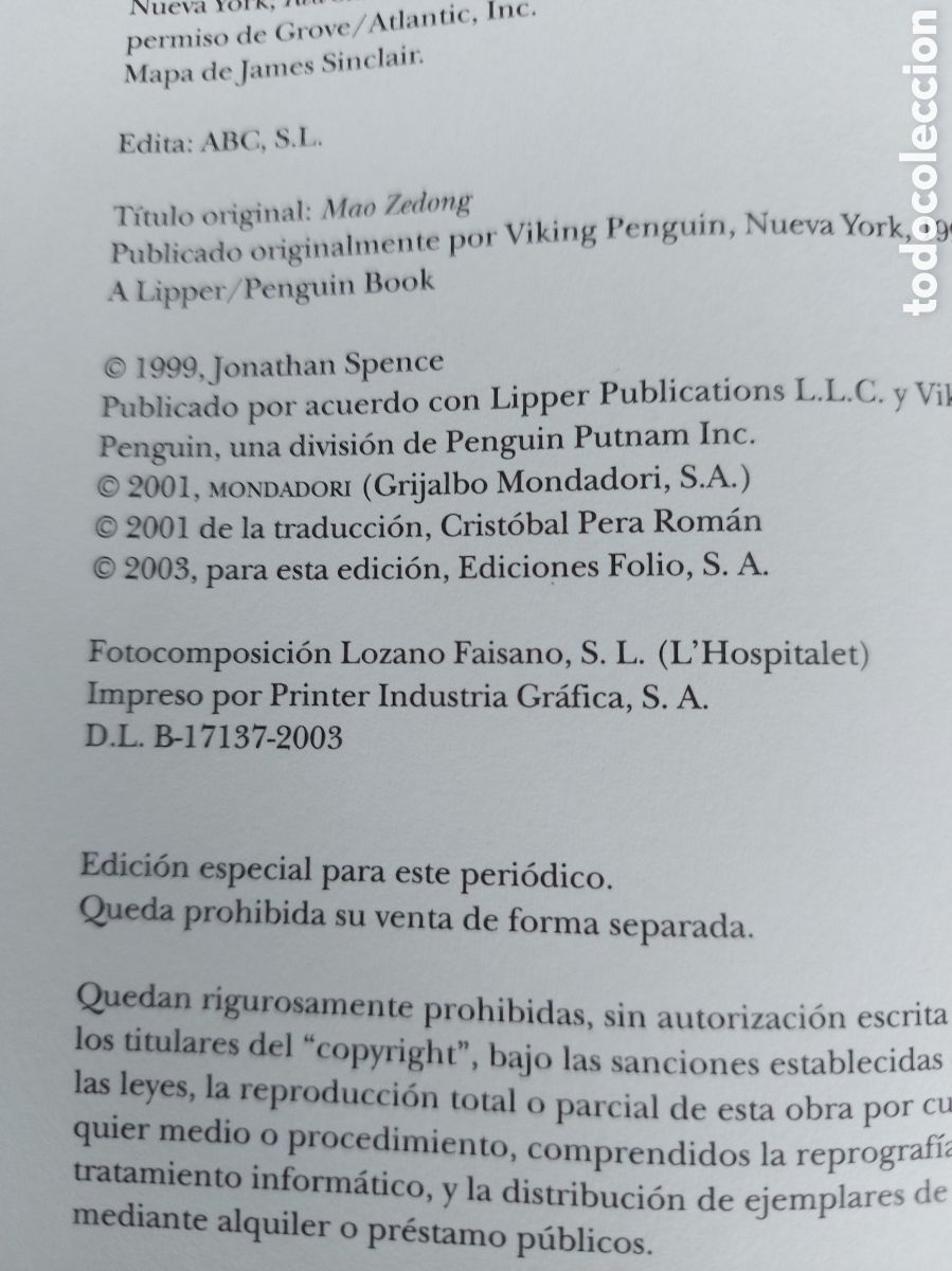 Libros de segunda mano: MAO ZEDONG *****a&ntilde;o 2003 - Foto 2