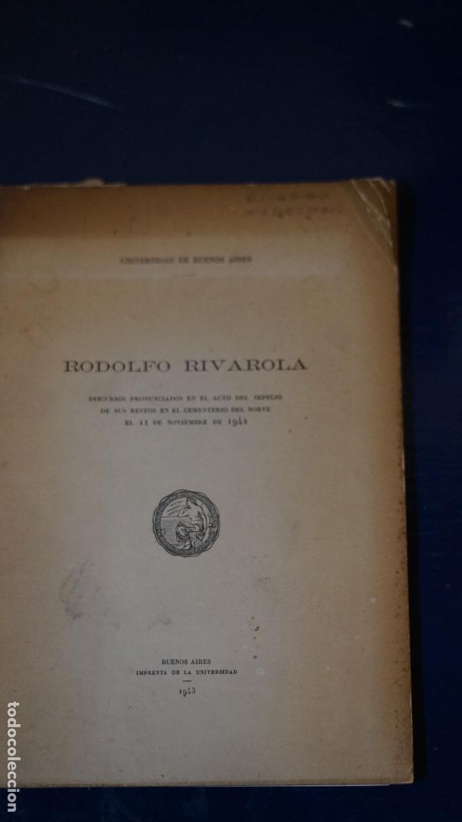 Gebrauchte B&uuml;cher: Rodolfo Rivarola - Homenaje 11 noviembre 1942