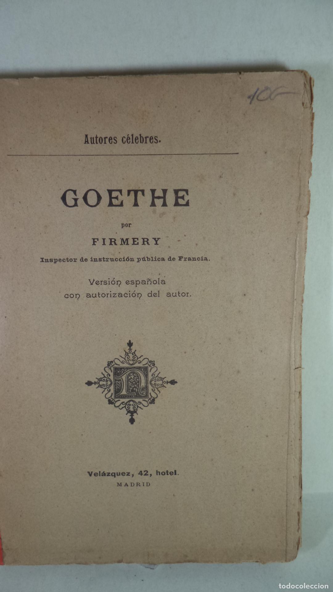 Libros de segunda mano: GOETHE - FIRMERY - Foto 1