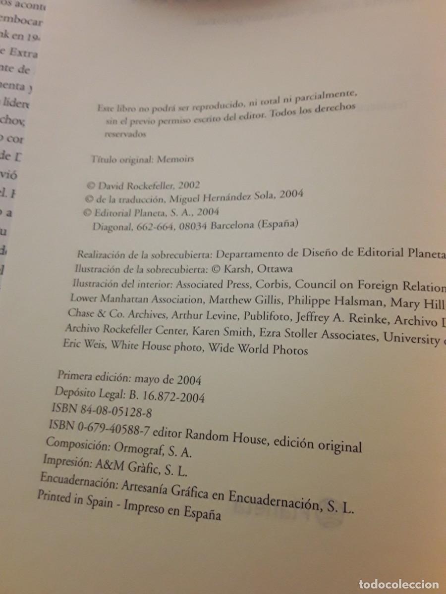 Libros de segunda mano: Memorias, de David Rockefeller. Planeta. - Foto 2