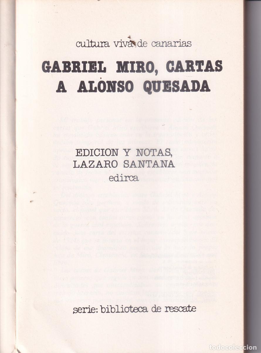 Libros de segunda mano: GABRIEL MIRO - CARTAS A ALONSO QUESADA - CANARIAS - Foto 3