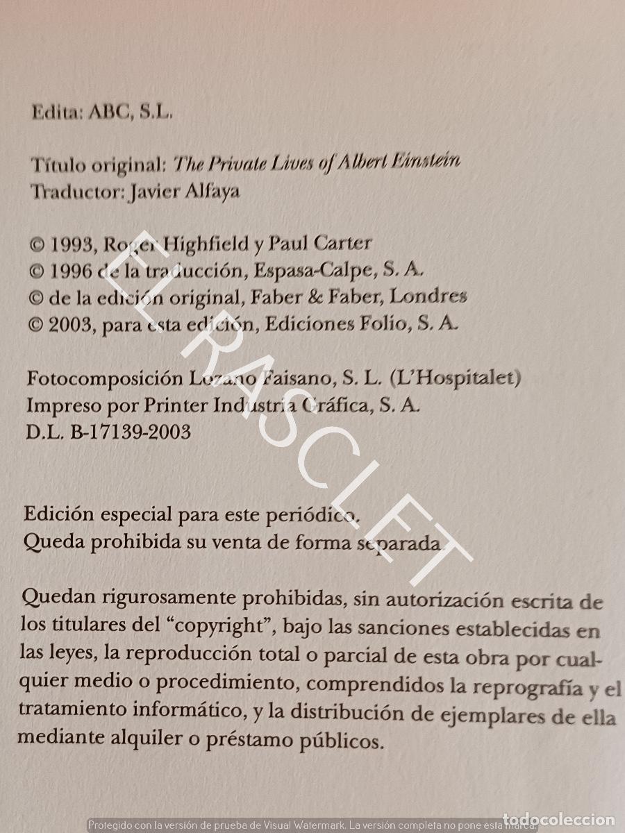 Libros de segunda mano: ALBERT EINSTEIN - LAS VIDAS PRIVADAS - ROGER HIGHFIELD/ PAUL CARTER - ABC - NUMERO 18 - Foto 3