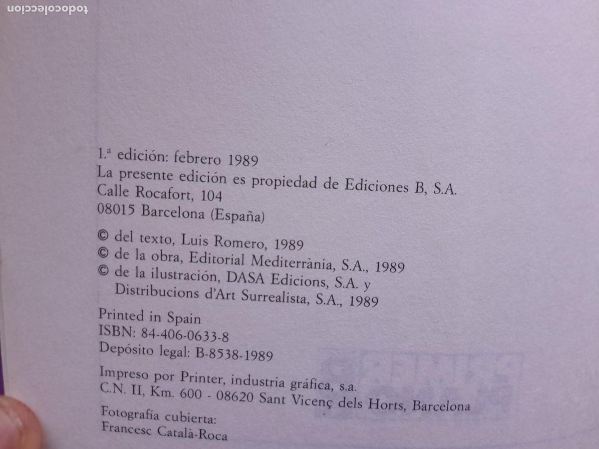 Libros de segunda mano: DEDALICO DALI . LUIS ROMERO . EDICIONES B 1989. - Foto 3