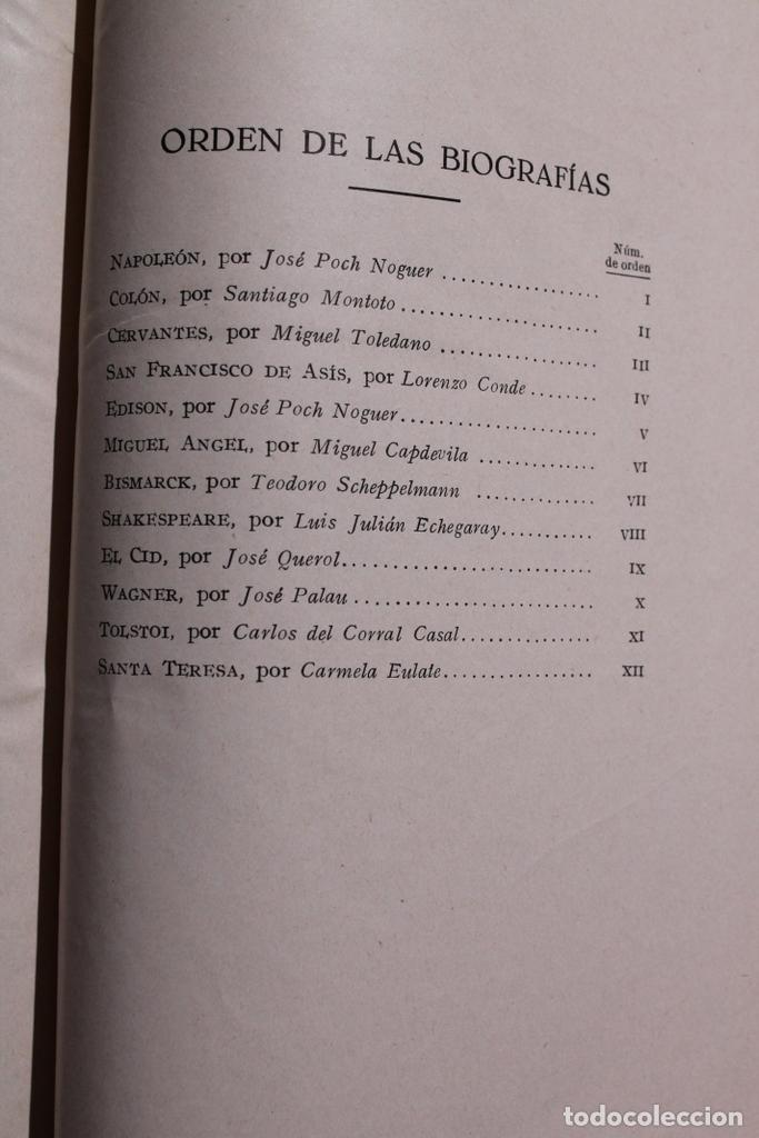 Libros de segunda mano: Vidas de hombres ilustres. Napole&oacute;n, Col&oacute;n, Cervantes, San Francisco de As&iacute;s, Edison, Miguel &Aacute;ngel,