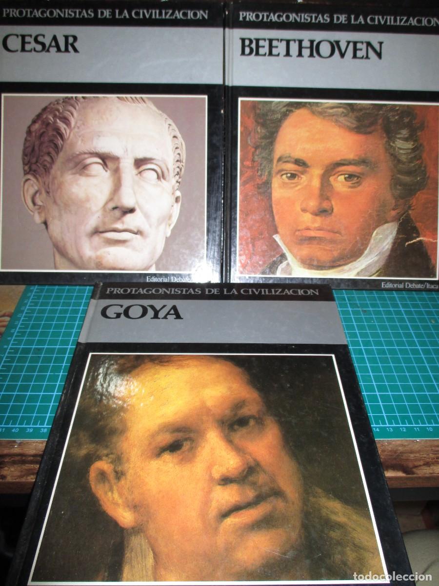 Libri di seconda mano: 026- Lote 3 Libros &rdquo;Protagonistas de la Civilizaci&oacute;n&rdquo; - C&eacute;sar, Beethoven y Goya 1.983