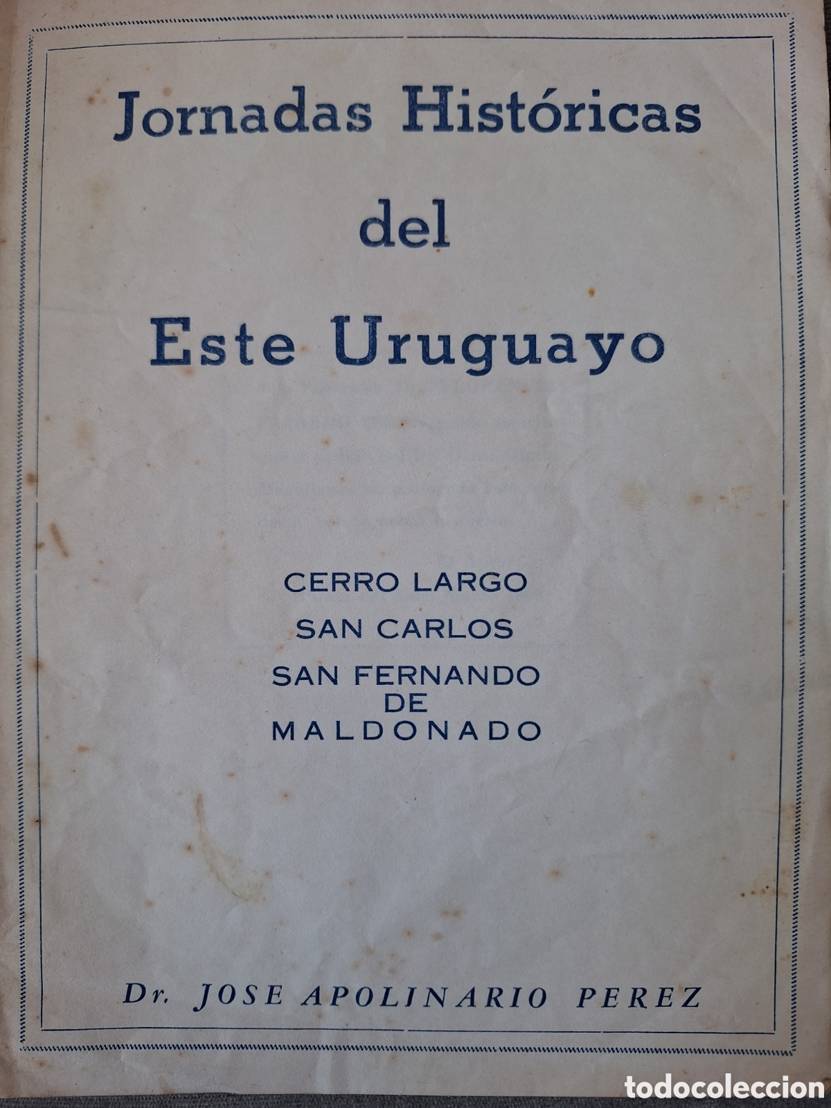 Libros de segunda mano: JORNADAS HISTORICAS DEL ESTE URUGUAYO FAJARDO TERAN APOLINARIO PEREZ GENEALOGIA 1968 SAN CARLOS Y +