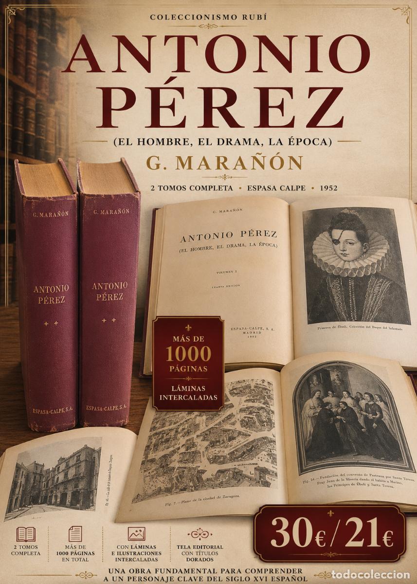 Libri di seconda mano: ANTONIO P&Eacute;REZ | G. MARA&Ntilde;&Oacute;N | 2 TOMOS COMPLETA | ESPASA CALPE 1952 | L&Aacute;MINAS