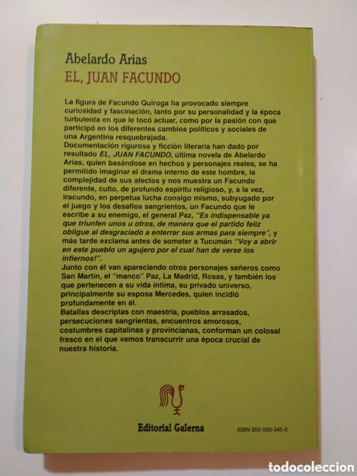 Libros de segunda mano: Abelardo Arias &mdash; El, Juan Facundo &mdash; Editorial Galerna, 1995 - Foto 2