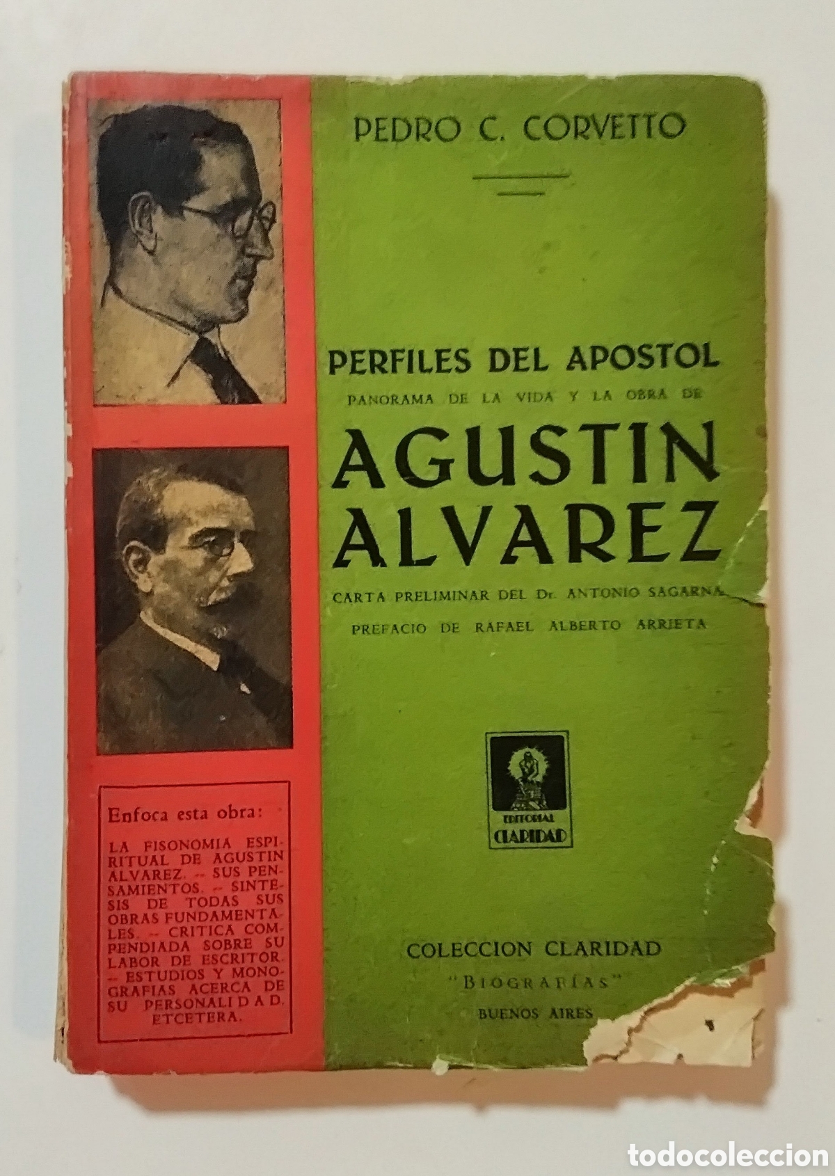 Libros de segunda mano: Pedro C. Corvetto &ndash; Perfiles del Ap&oacute;stol. Panorama de la Vida y la Obra de Agust&iacute;n &Aacute;lvarez &ndash; 1934