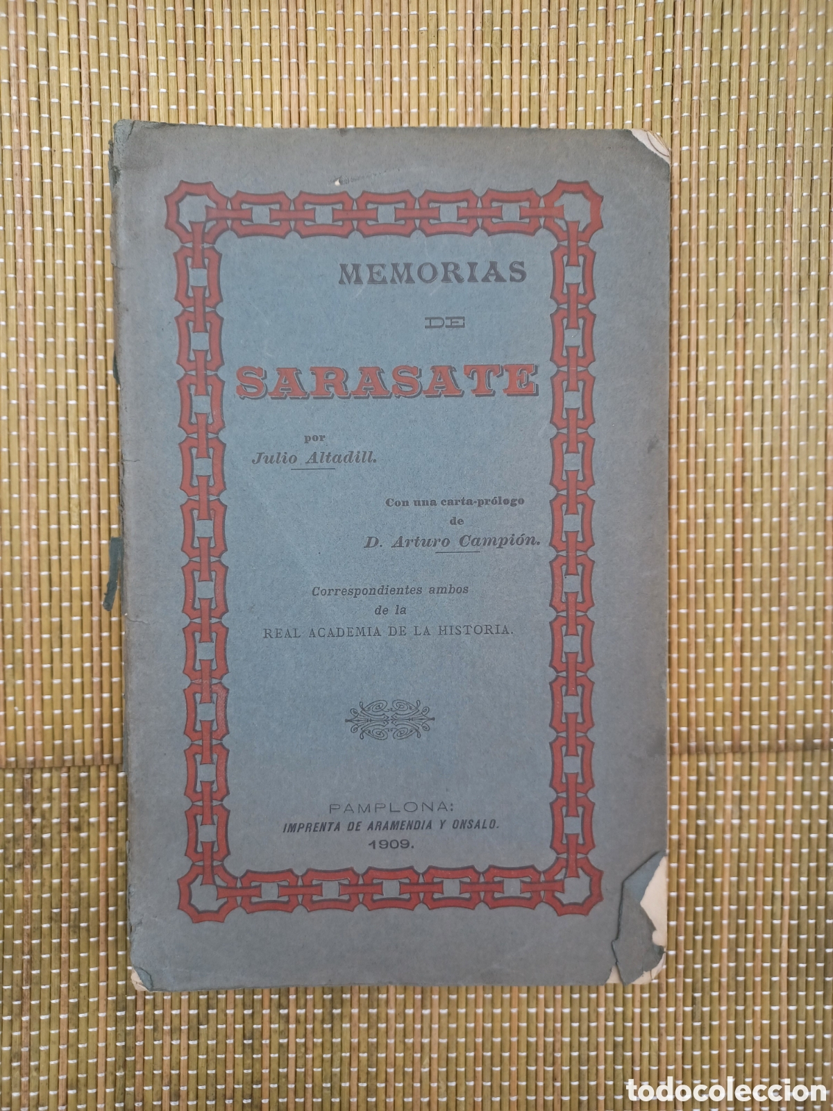 Libros de segunda mano: Memorias de Sarasate. por Julio Altadill. Pamplona 1909