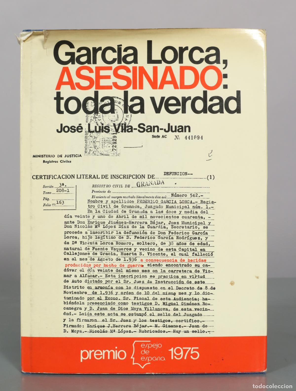 Libros de segunda mano: Garc&iacute;a Lorca, asesinado: toda la verdad - Jos&eacute; Luis Vila-San-Juan - Editorial Planeta