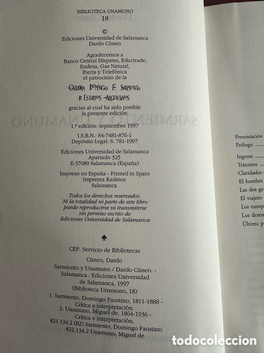 Libros de segunda mano: Libro Sarmiento y Unamuno - Foto 4