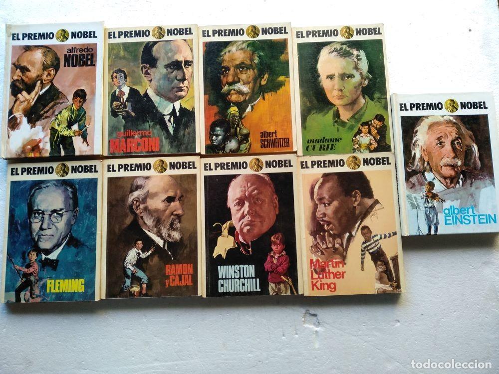 Libros de segunda mano: lote 9 libros PREMIOS NOBEL, del 1 al 9, NOBEL, MARCONI, SCHWEITZER,Mme CURIE, FLEMING, RAMON rr