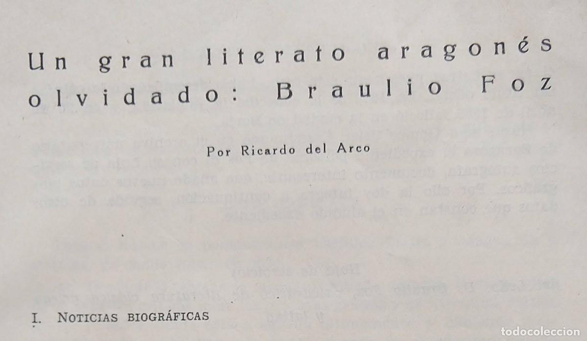 Libros de segunda mano: Un gran literato aragon&eacute;s olvidado: Braulio FOZ &ndash; Catedr&aacute;tico y Pol&iacute;tico s.XIX