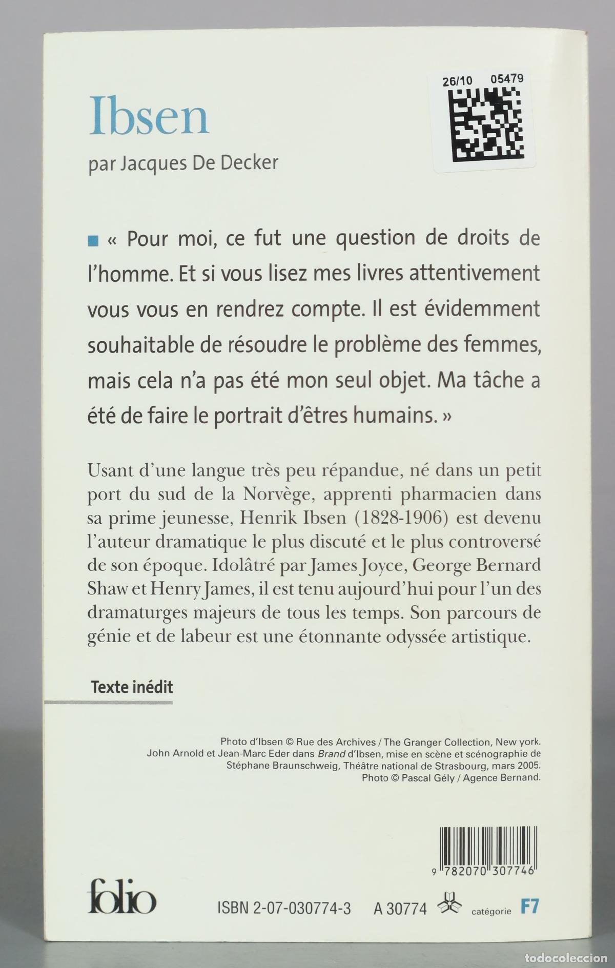 Libros de segunda mano: Ibsen - Jacques De Decker - Folio - Foto 2