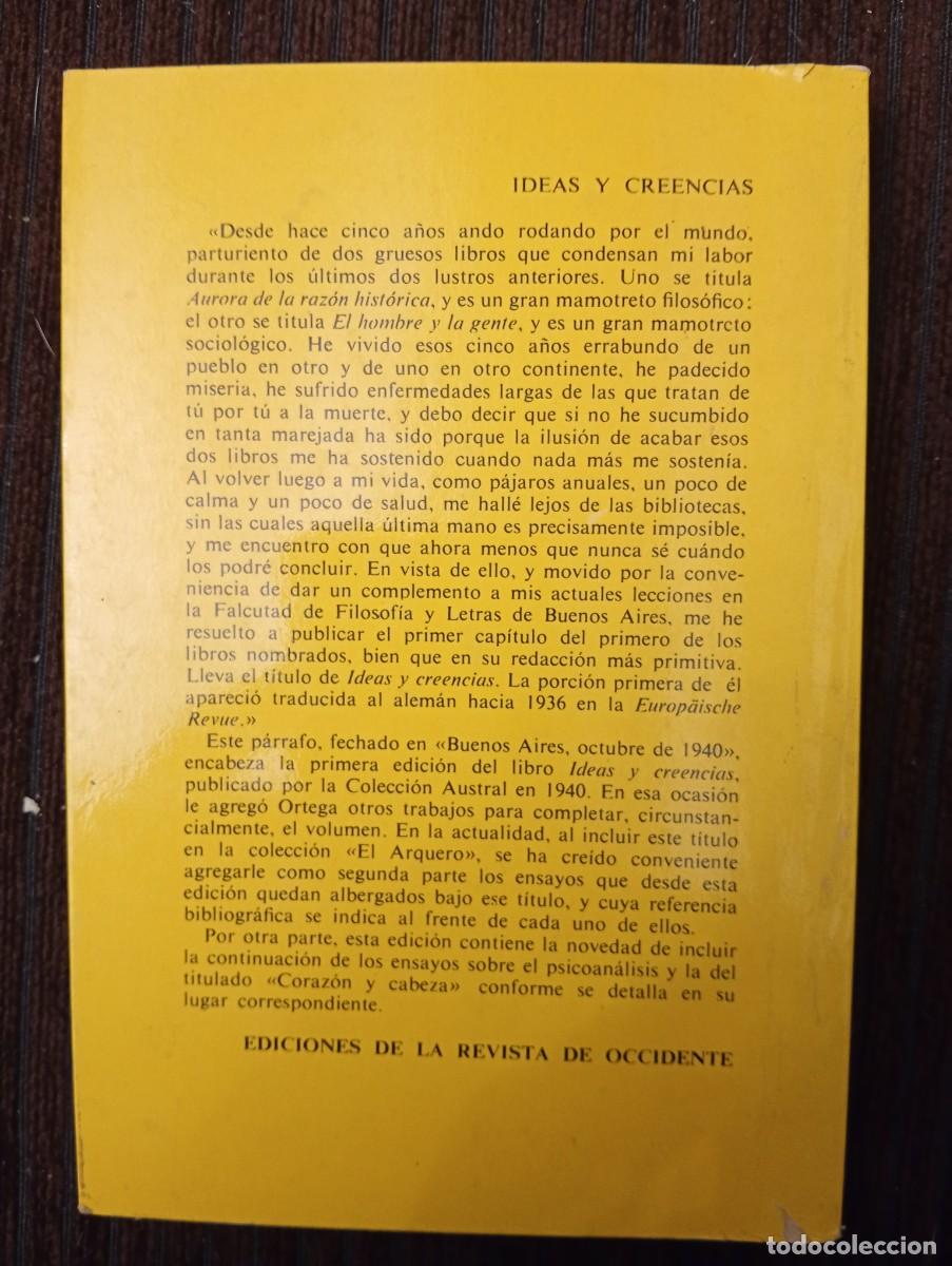 Libros de segunda mano: Jos&eacute; Ortega y Gasset. Ideas y creencias - Foto 2