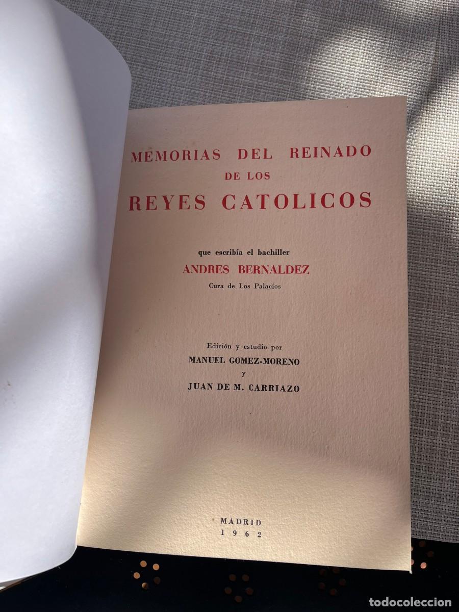Libros de segunda mano: Memorias del reinado de los Reyes Cat&oacute;licos - Andr&eacute;s Bern&aacute;ldez