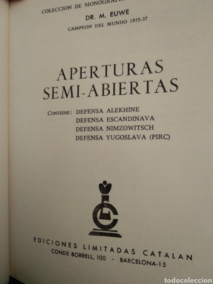 Libros de segunda mano: APERTURAS SEMIABIERTAS. DR.M. EUWE - Foto 2