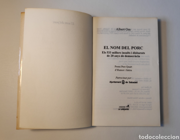 Libros de segunda mano: El nom del porc. - Albert Om - Foto 3