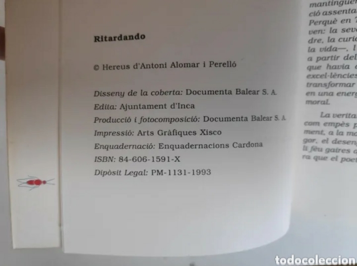 Libros de segunda mano: Libro. Ritardando. Antoni Alomar. 1993.Catal&agrave; - Foto 4