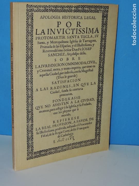 Second hand books: APOLOGIA HISTORICA LEGAL POR LA INVICTISSIMA PROTOMARTIR SANTA TECLA.