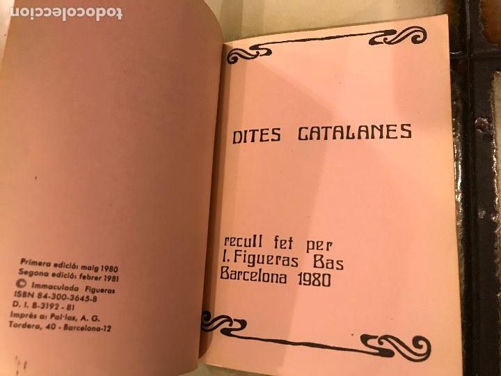 Libros de segunda mano: Dites catalanes. I. Figueras Bas. 1981 - Foto 2