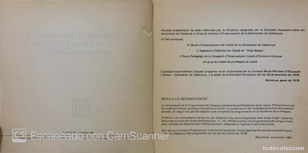 Libros de segunda mano: PROGRAMACIO DE LLENGUA CATALANA PER A LEDUCACI&Oacute; GENERAL B&Agrave;SICA 2&ordf; EDICIO 1981 - Foto 2