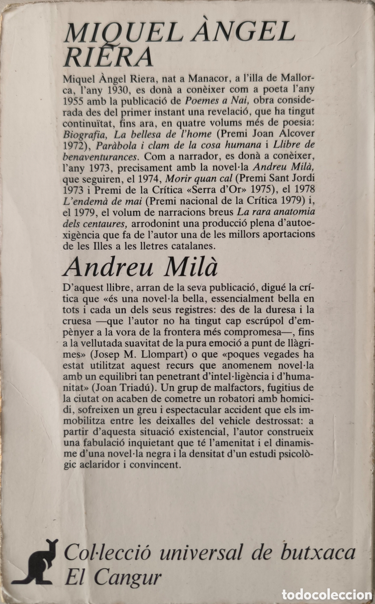 Libros de segunda mano: ANDREU MIL&Agrave;. MIQUEL &Agrave;NGEL RIERA. - Foto 2