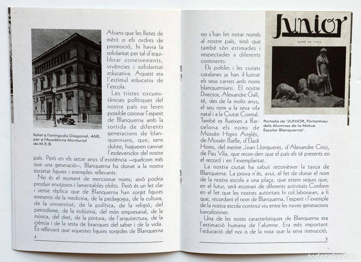 Libros de segunda mano: Homenatge a lescola Blanquerna en el seu 70 aniversari. 1995. - Foto 3