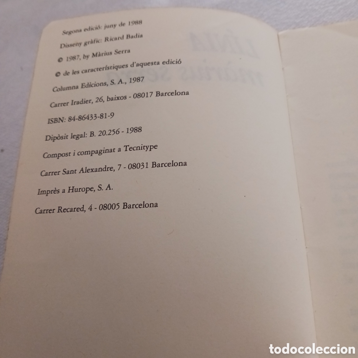 Libros de segunda mano: L&iacute;nea de M&agrave;rius Serra - Foto 3