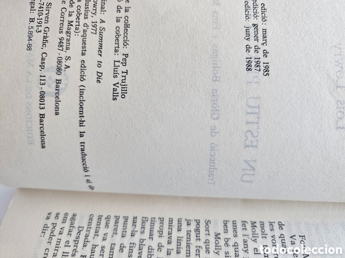 Libros de segunda mano: Libro en Catal&aacute;n Un estiu per morir, 1988 Lois Lowry - Foto 3