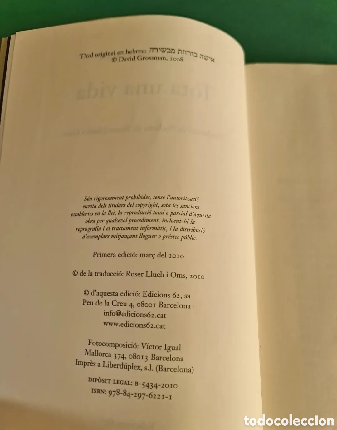 Libros de segunda mano: Libro Tota una vida / DAVID GROSSMAN - Foto 2