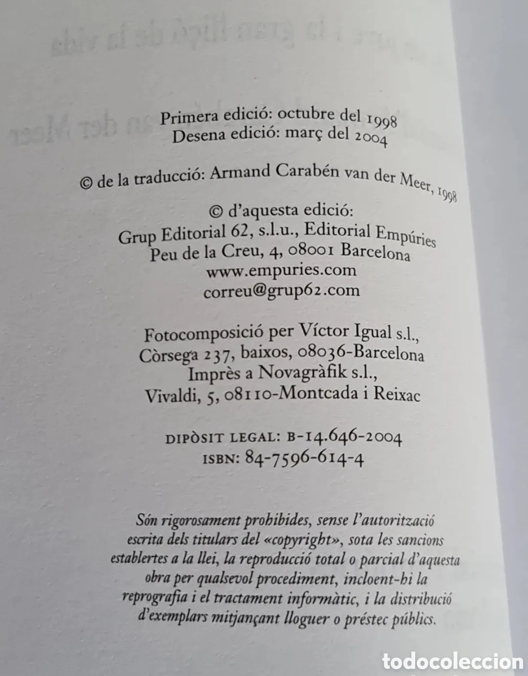 Libros de segunda mano: Els Dimarts amb Morrie/ Mitch Albom. - Foto 2