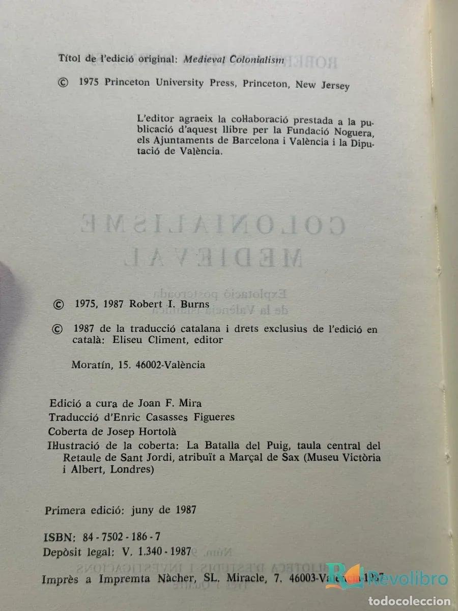 Libros de segunda mano: Colonialisme medievale - Robert Ignatius Burns, Burns - Foto 2