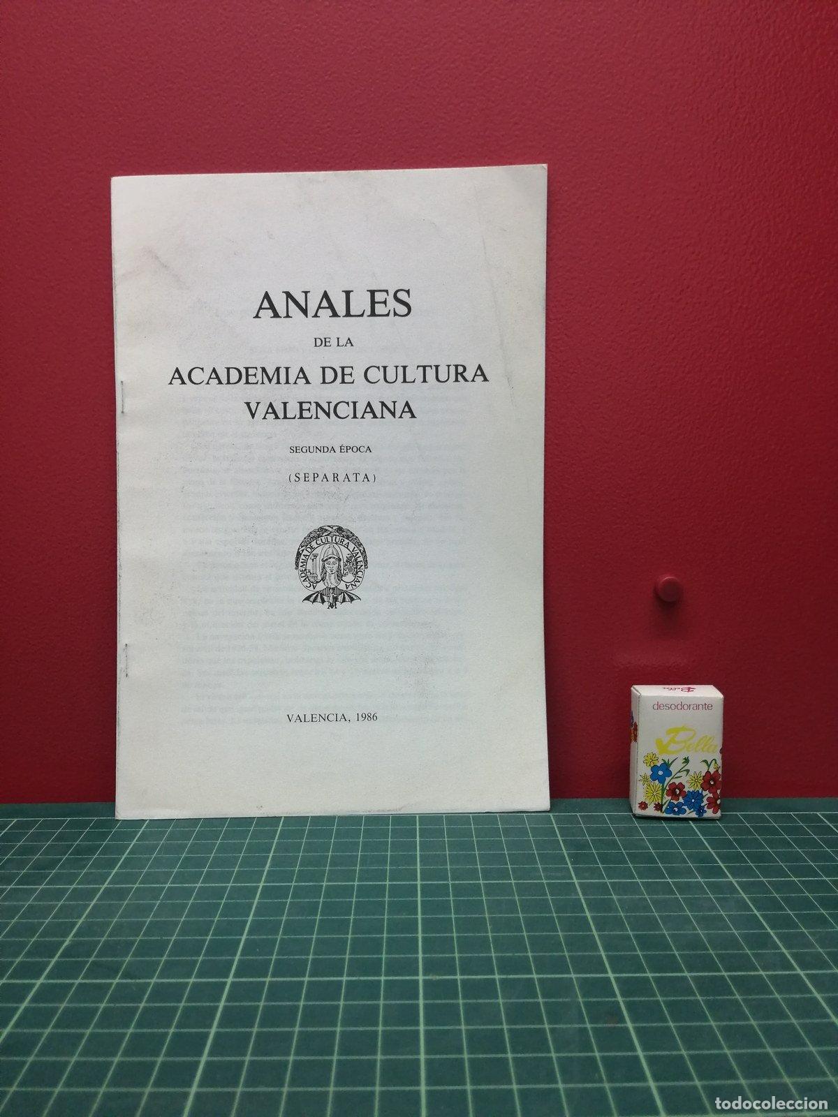 Libros de segunda mano: Anales de la Academia de Cultura Valenciana. Separata 1986