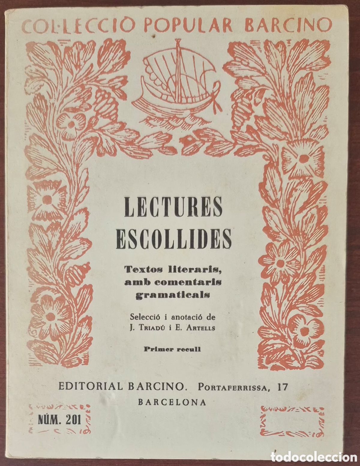 Libros de segunda mano: LECTURES ESCOLLIDES, PRIMER RECULL NUM.201