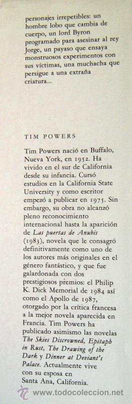 Libros de segunda mano: LAS PUERTAS DE ANUBIS - TIM POWERS - Foto 4
