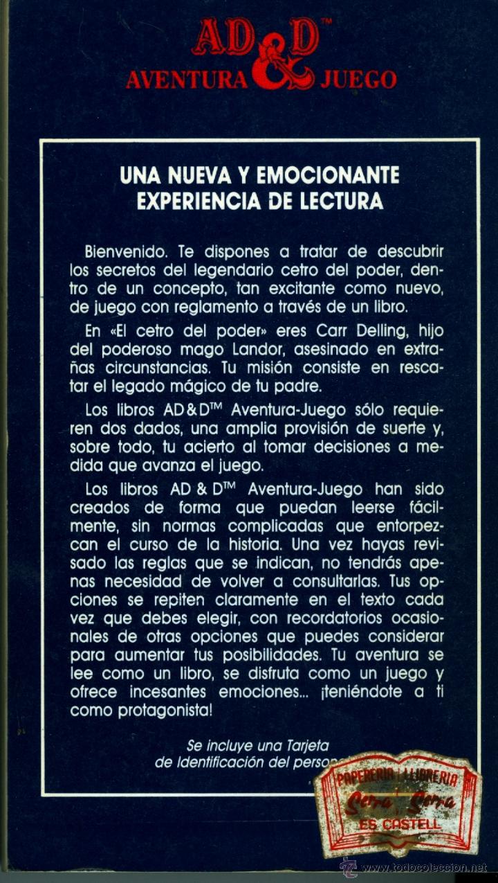 Libros de segunda mano: ADVANCED DUNGEONS & DRAGONS: EL CETRO DE PODER - MORRIS SIMON (LIBROJUEGO) - Foto 2