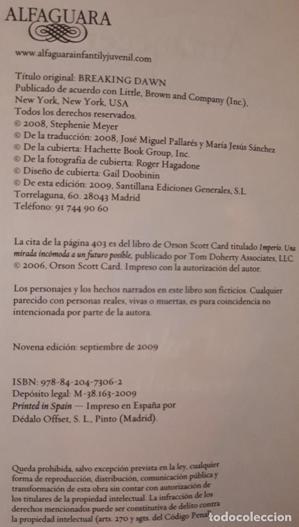 Libros de segunda mano: Amanecer &ndash; Stephenie Meyer - Foto 2