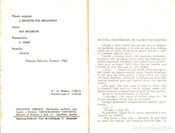 Libros de segunda mano: MEDICINA CONTRA LA MELANCOLIA - RAY BRADBURY - VERTICE GALAXIA 1965 - Foto 2 - 303893893