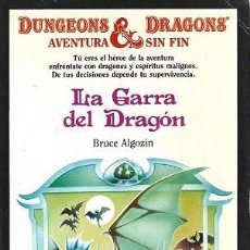 Libros de segunda mano: LA GARRA DEL DRAGÓN. BRUCE ALGOZIN. DUNGEONS & DRAGONS AVENTURA SIN FIN, Nº 20.