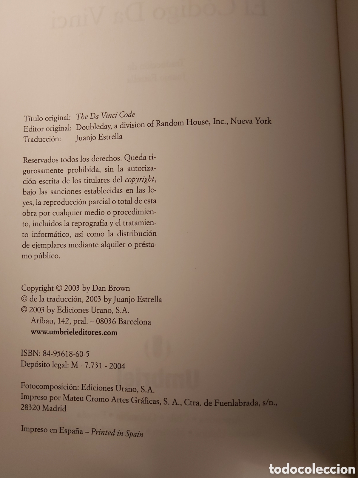 Libros de segunda mano: EL C&Oacute;DIGO DA VINCI $ DAN BROWN $ UMBRIEL $ 2003 - Foto 4