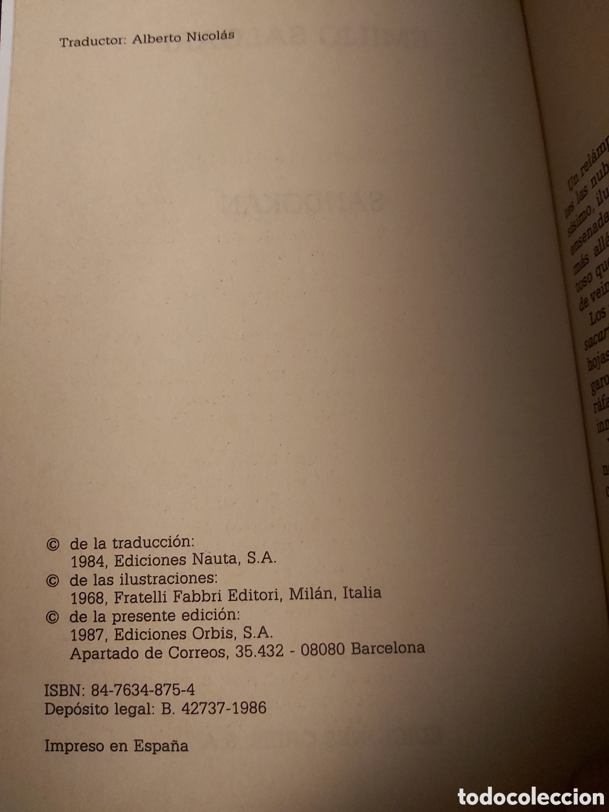 Libros de segunda mano: SANDOKAN $ E. SALGARI $ EDICIONES ORBIS $ 1987 - Foto 4