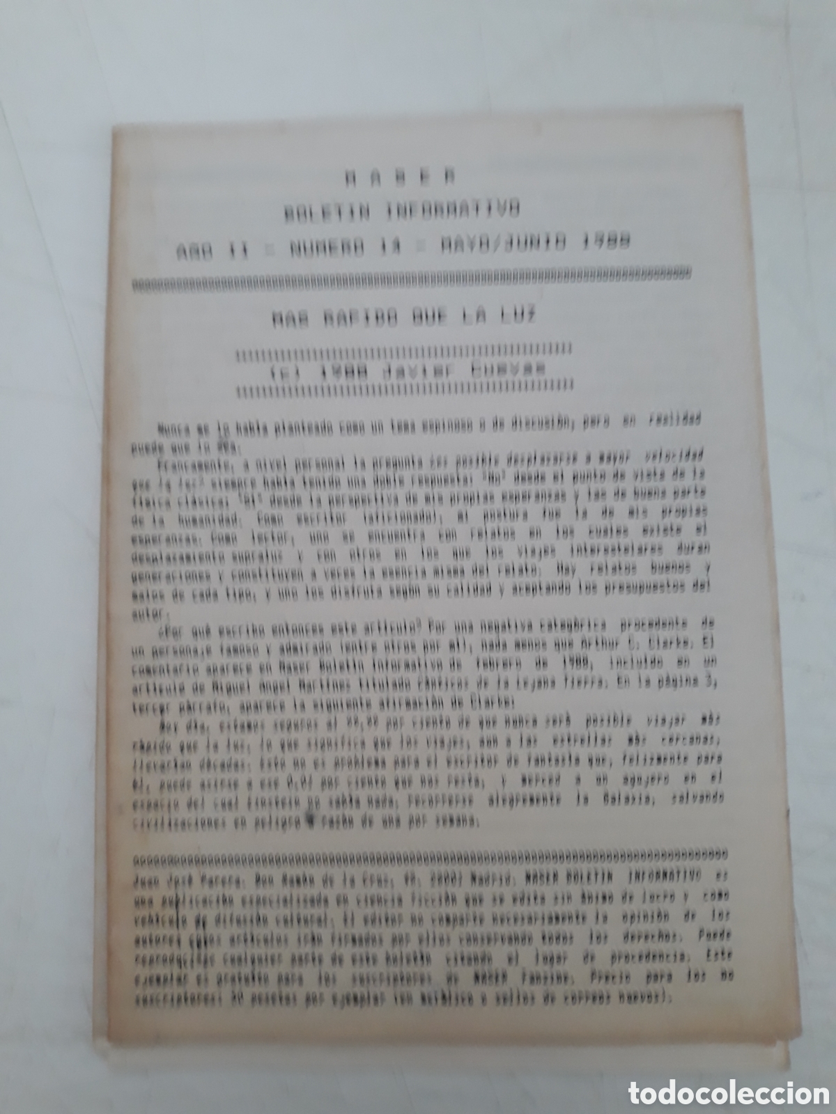 Libros de segunda mano: MASER FANZINE - BOLETIN INFORMATIVO N&ordm; 14 - MAYO / JUNIO 1988